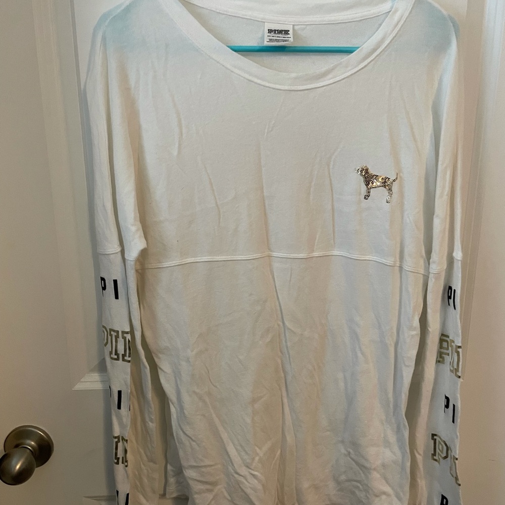 Victoria’s Secret Pink White Bling Long Sleeve top